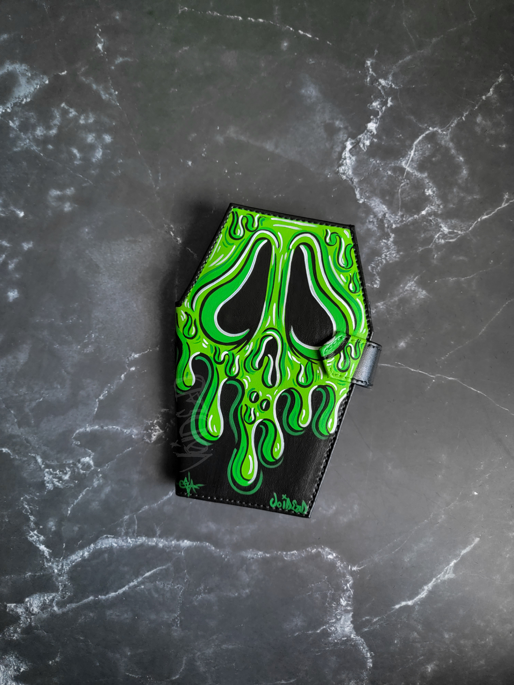 Poison Drip Painted Coffin Wallet Preorder By VOIDEaD Lime Green