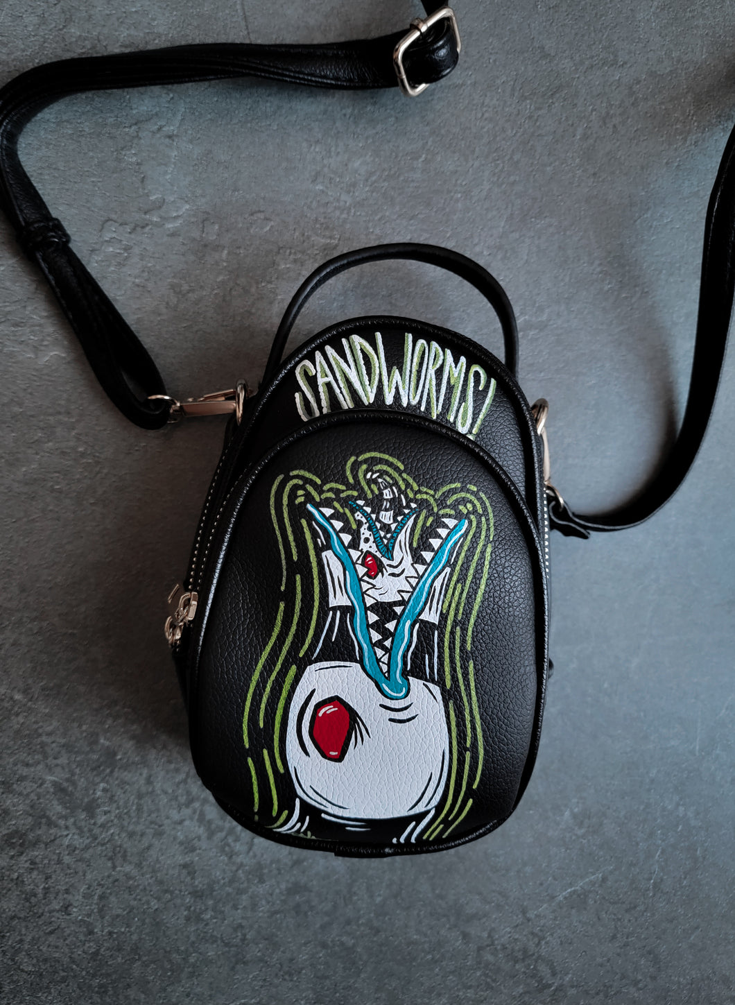 Striped Worm Hand Painted Crossbody/Handbag Preorder By VOIDEaD