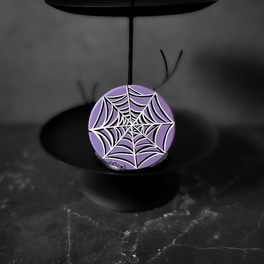 Purple Web Compact Mirror Hand Painted By VOIDEaD