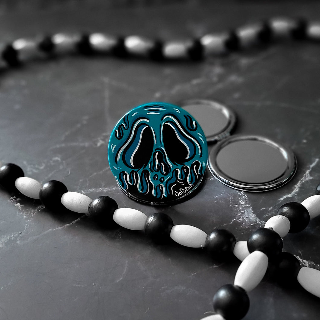 Drip Hand Painted Compact Mirror By voidead Teal