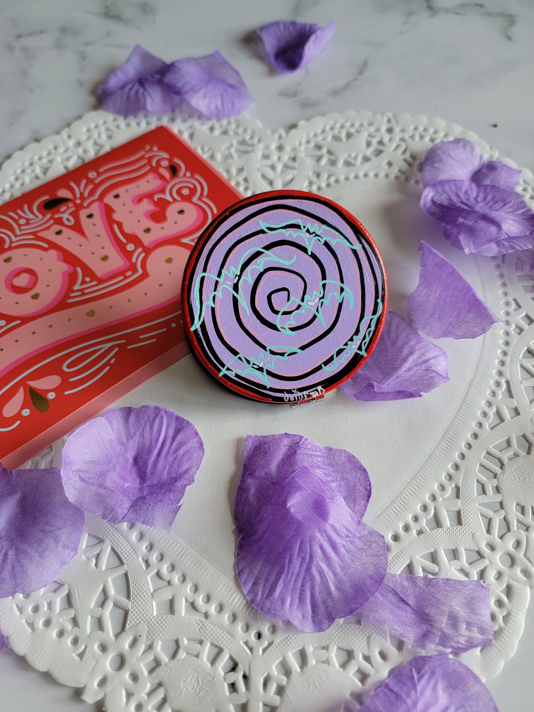 Neon Bats Hand Painted Compact Mirror By voidead