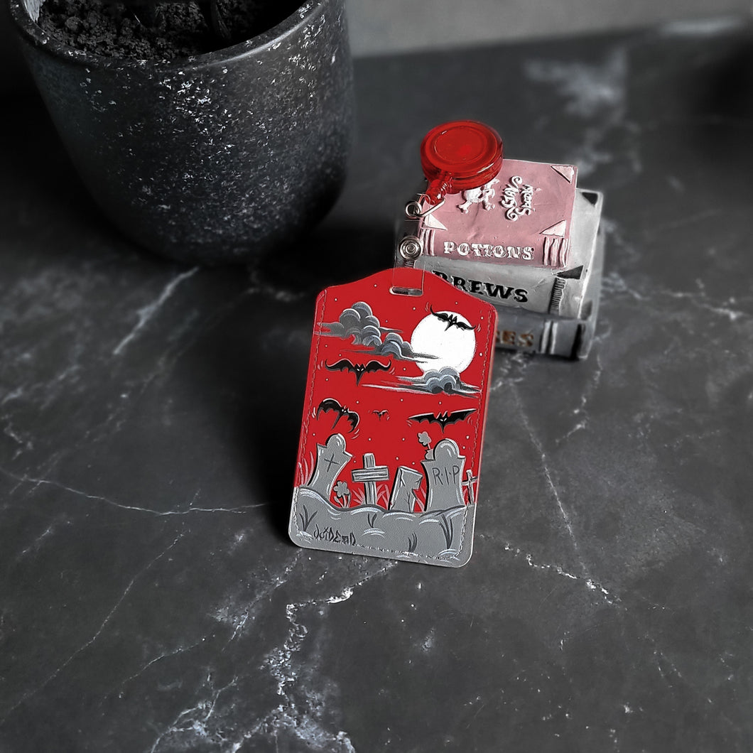 Red Graveyard painted retractable ID Tag preorderBy VOIDEaD