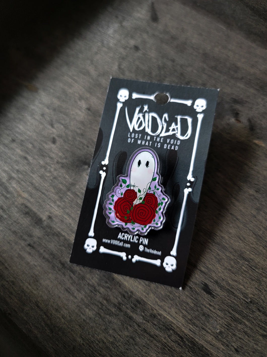 Ghosts & Roses Acrylic Pin By VOIDEaD