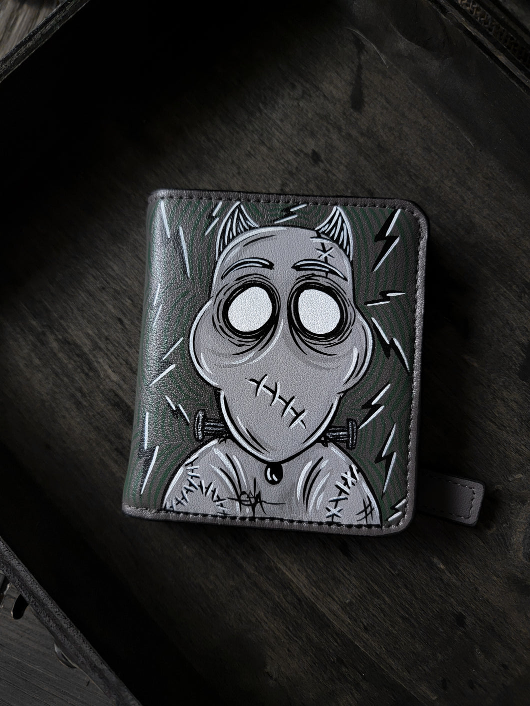 Spooky Dog grey painted wallet by voidead