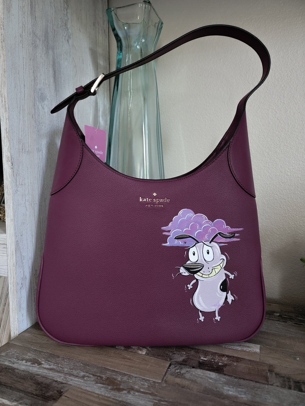 Scaredy Dog hand painted Handbag/ Shoulder Bag By VOIDEaD