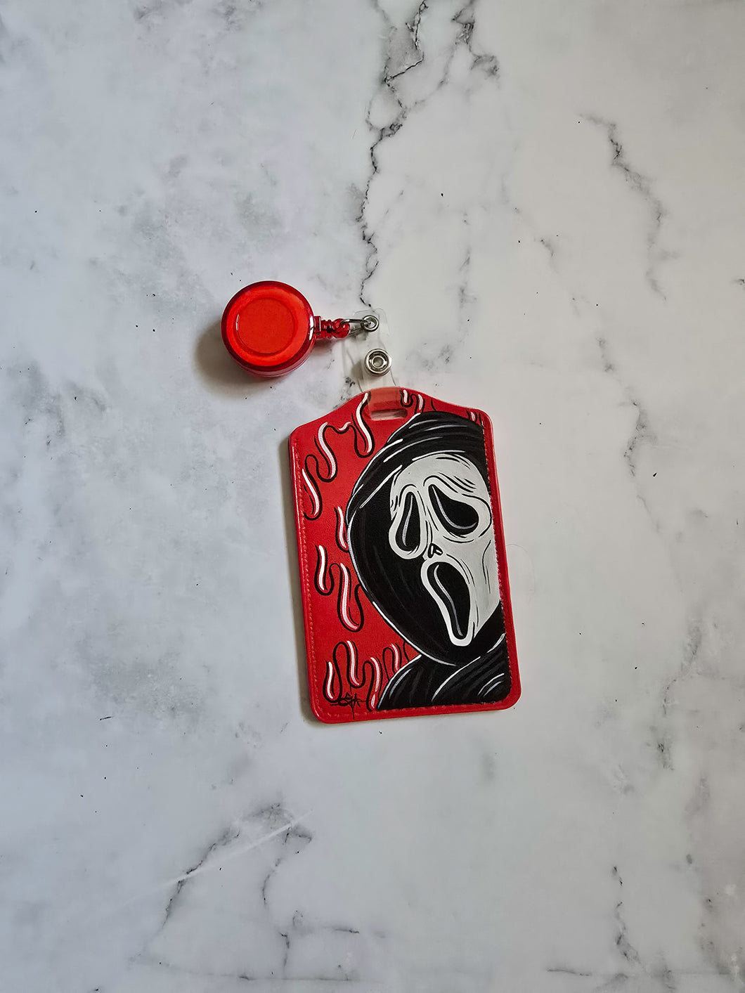 Scary Movies Web painted retractable ID Tag By VOIDEaD
