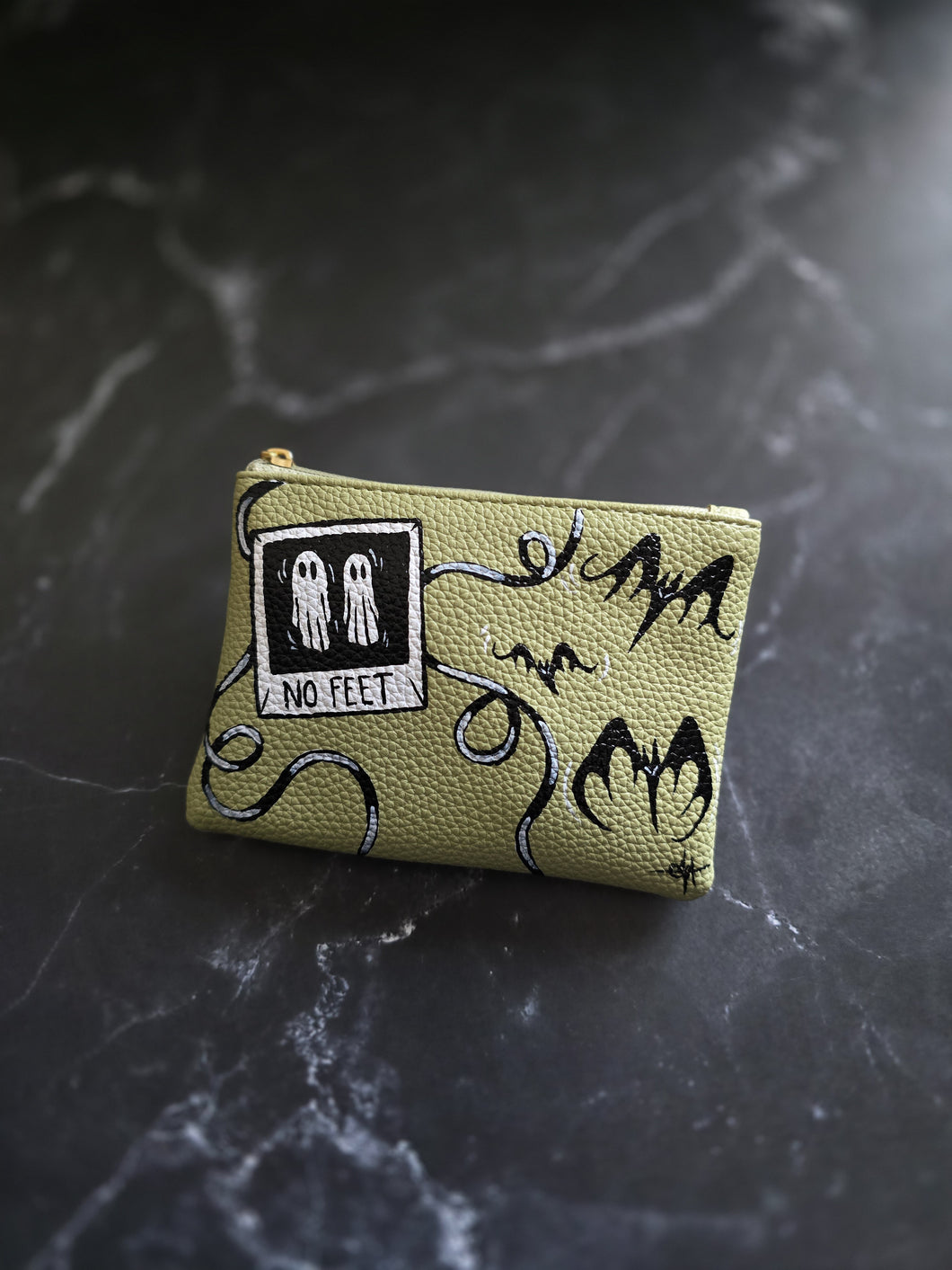 Ghost Polaroid hand painted pouch by voidead