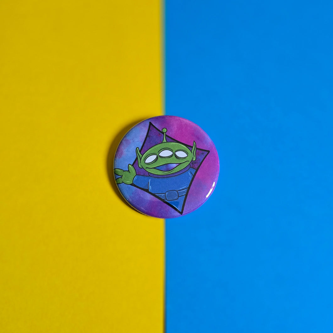 Pizza Alien Pinback Button By VOIDEaD