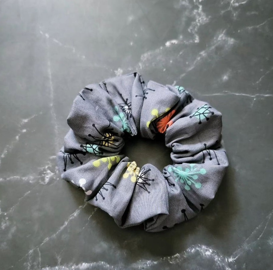 Grey Atomic Mid-century Modern Scrunchie By VOIDEaD