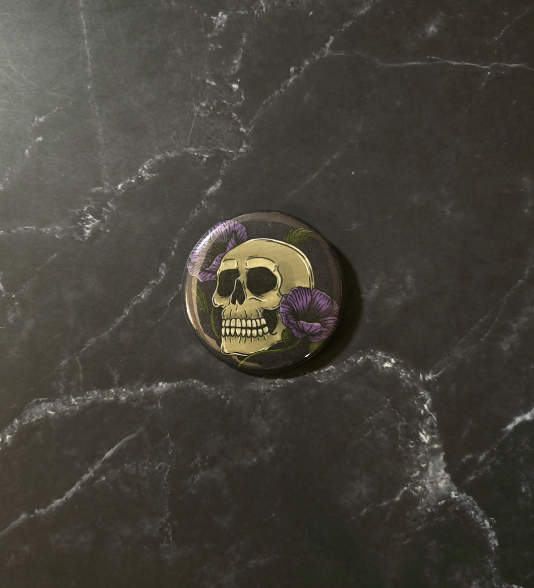 Poppy Skull Pinback Button By VOIDEaD