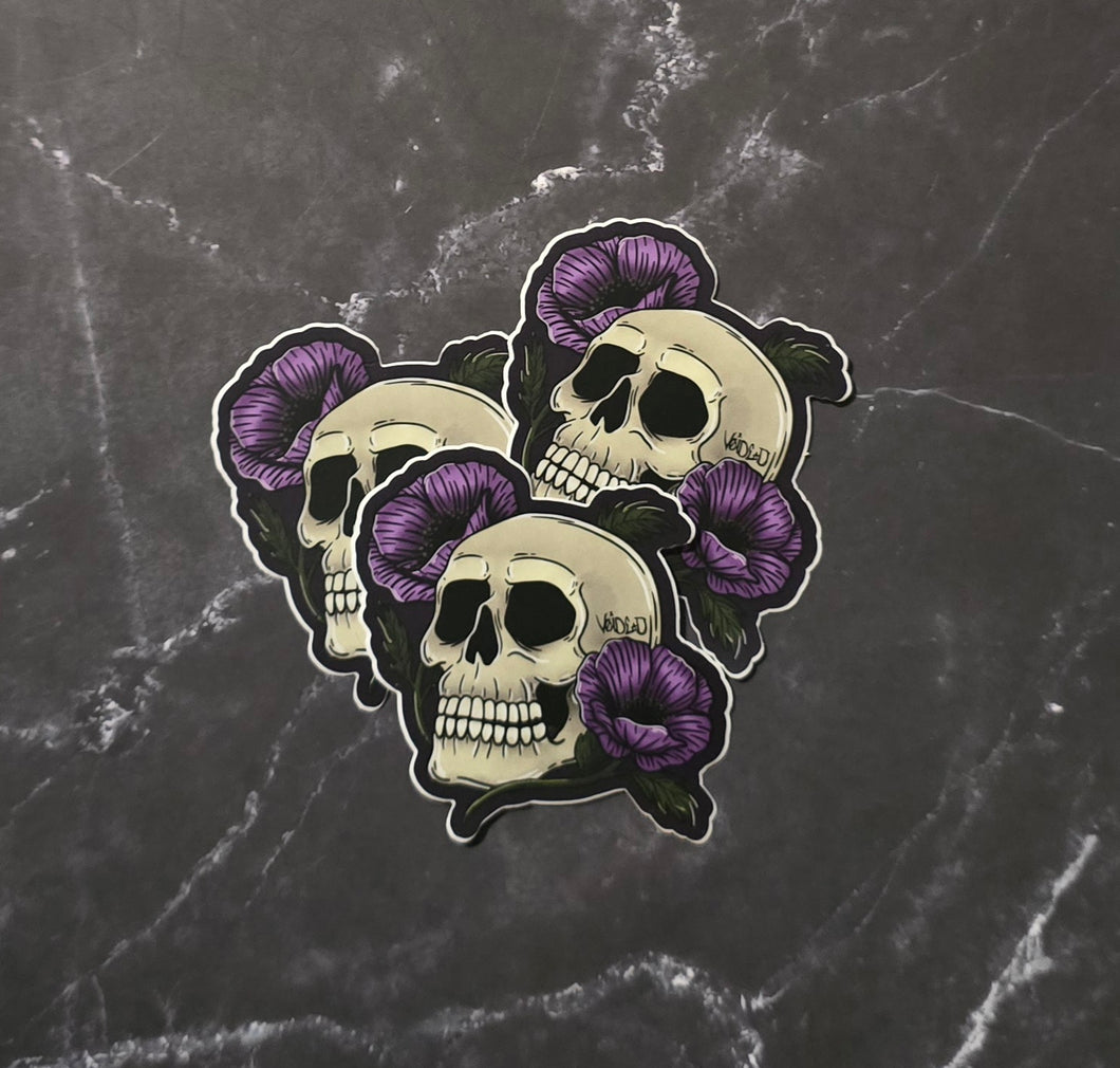 Poppy Skull Sticker By VOIDEaD